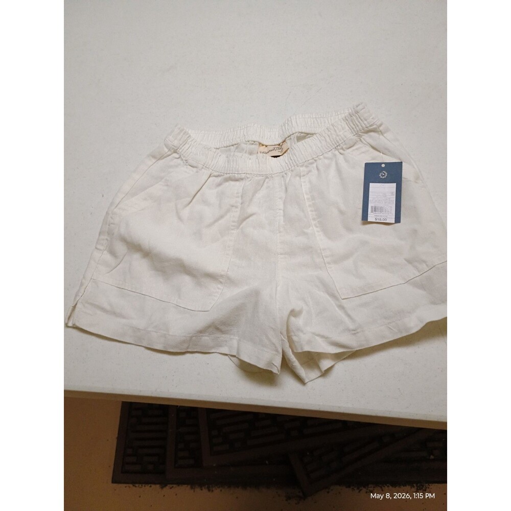 Universal Threads Ivory Shorts Pockets Pullon Linen Blend Women's Size XS